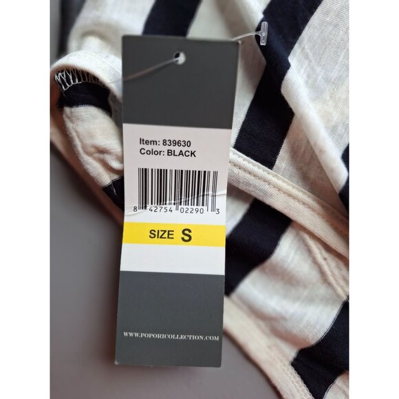 Popora Top S Blue White Striped Sleeveless Lace Applique Neckline Normcore - Picture 9 of 9